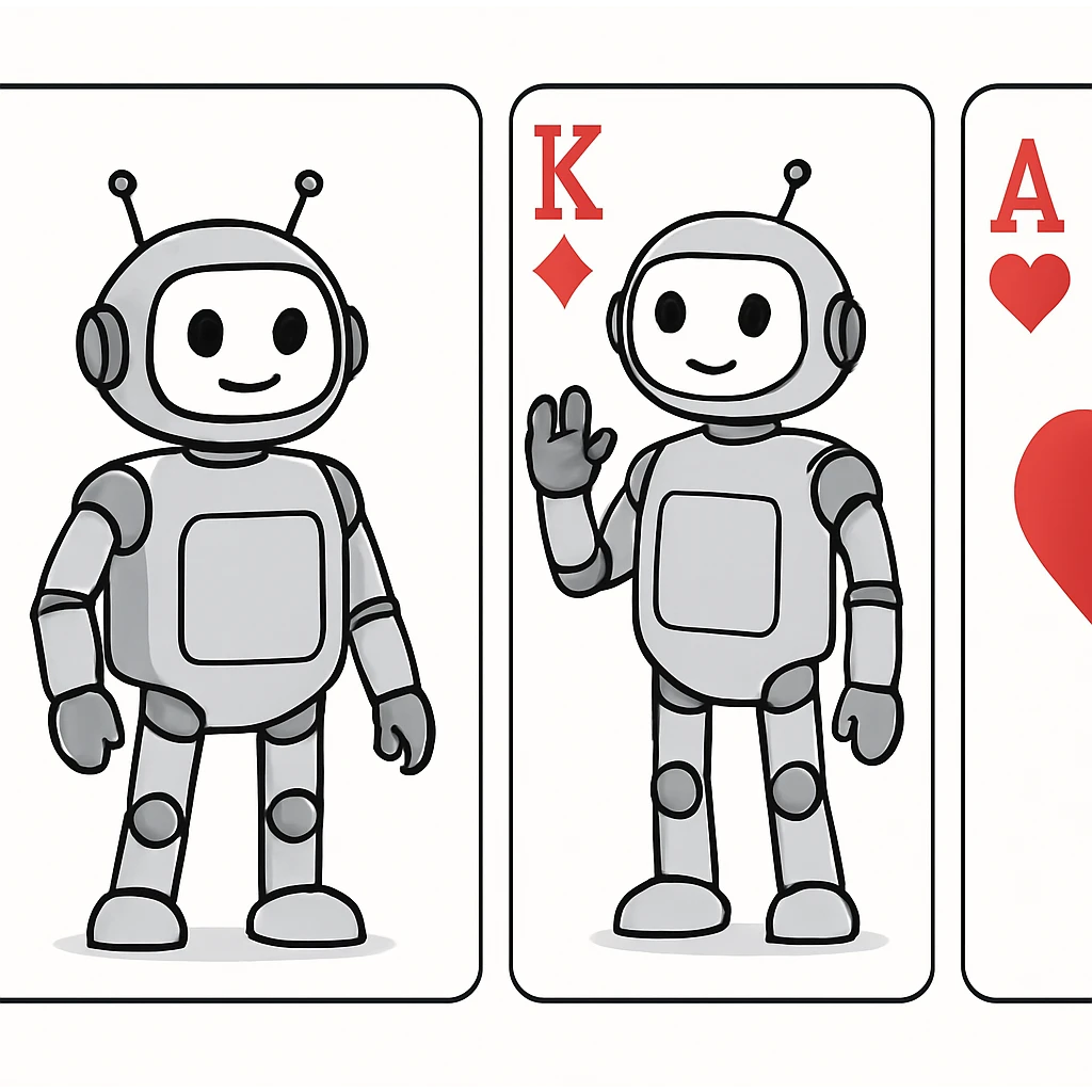 A friendly robot with rounded edges, antennas, and simple facial features, standing in a characteristic pose against a clean background emoji