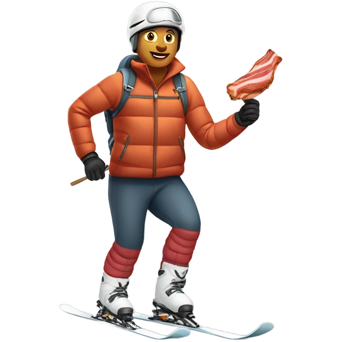 Skier with bacon emoji