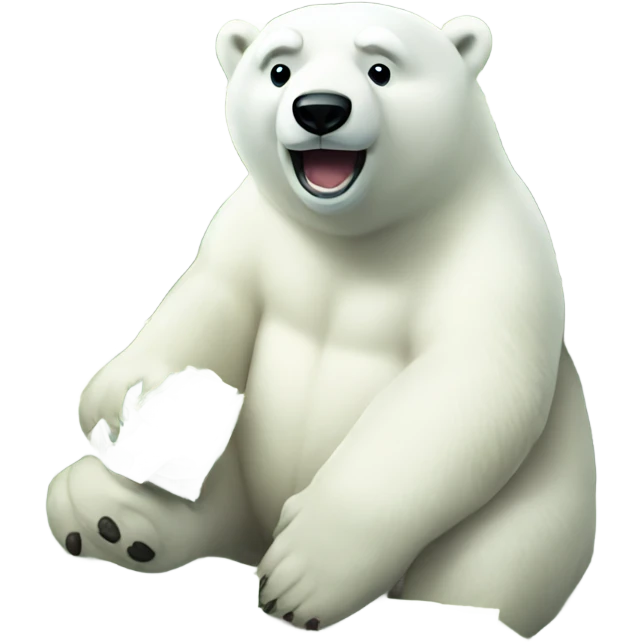 polar bear holding lots of cash emoji