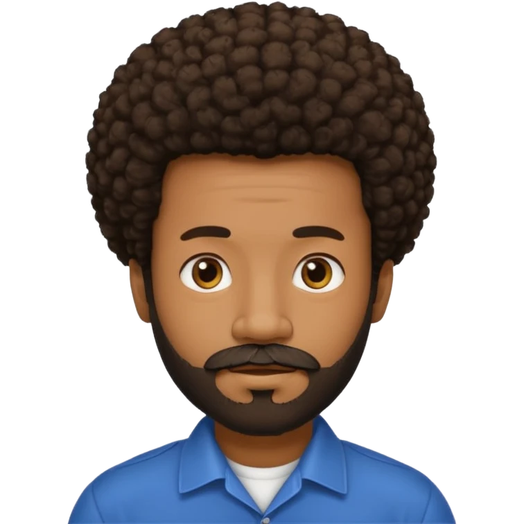 black man with beard, mustache, and short afro emoji