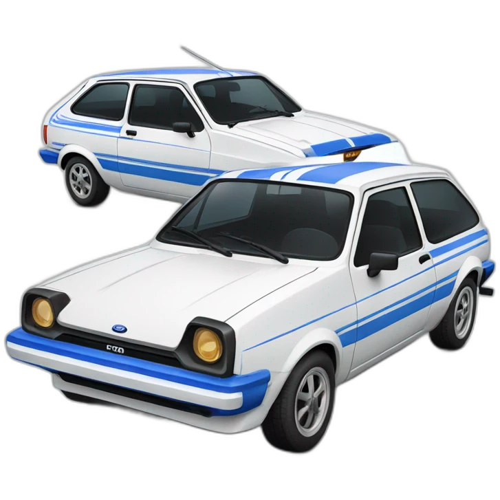 1980 Ford fiesta White with blue stripes emoji