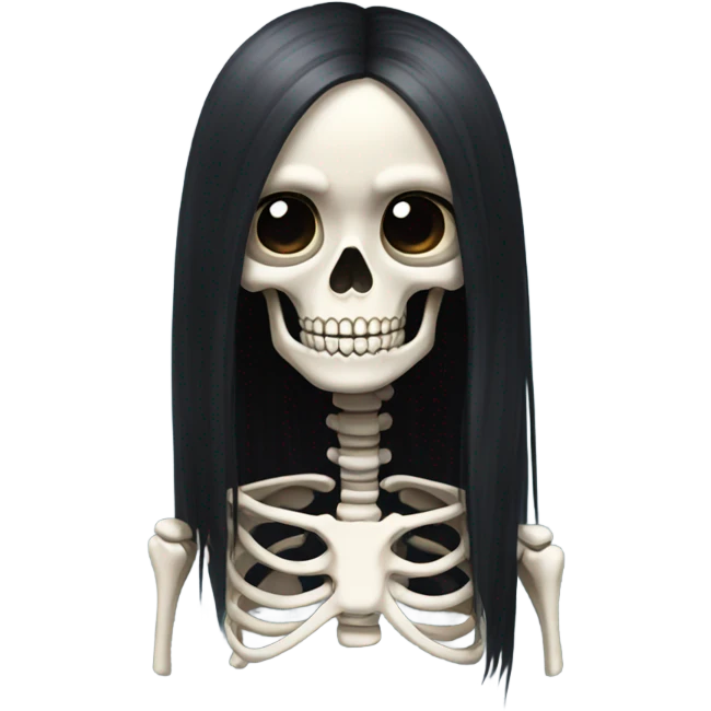 Skeleton with long black hair emoji