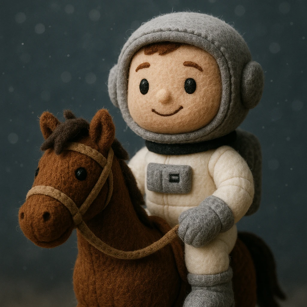 astronaut on horseback with stars in background emoji