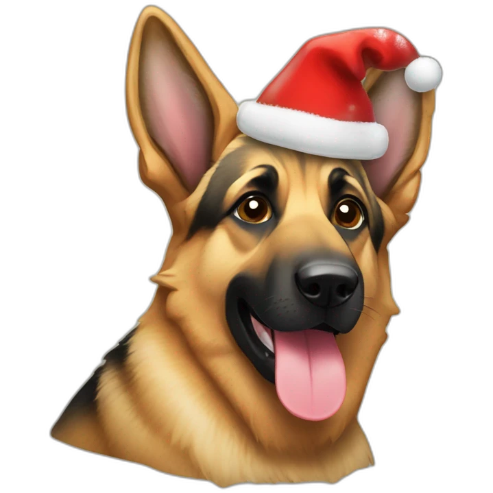 German Shepard with a christamas hat on emoji