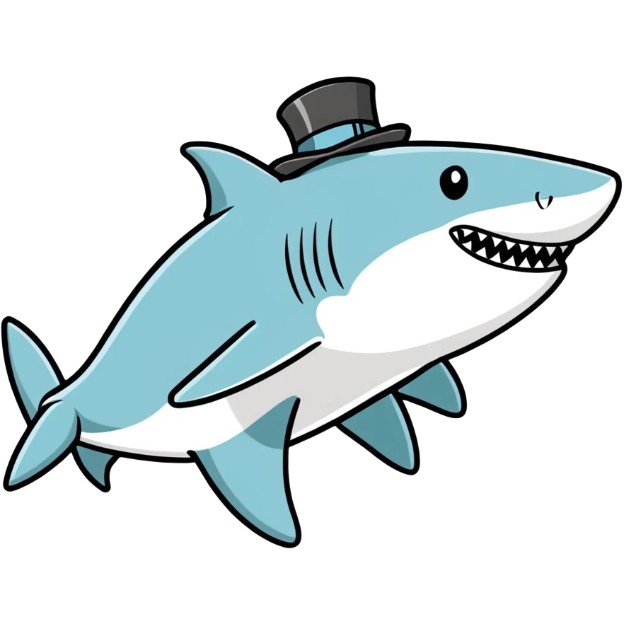Shark with a top hat emoji