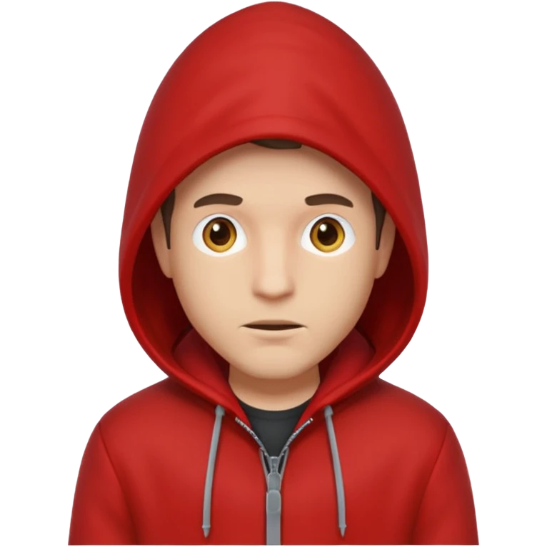 Man in red coat, hood up emoji