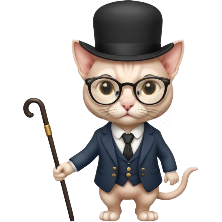 сделай кота сфинка в очках и шляпе и с тросточкой emoji
