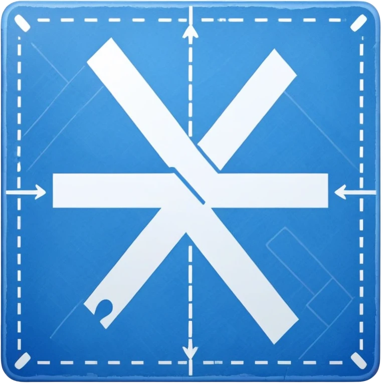 blue blueprint with white lines, X mark in the corner, and a dotted path to the X emoji