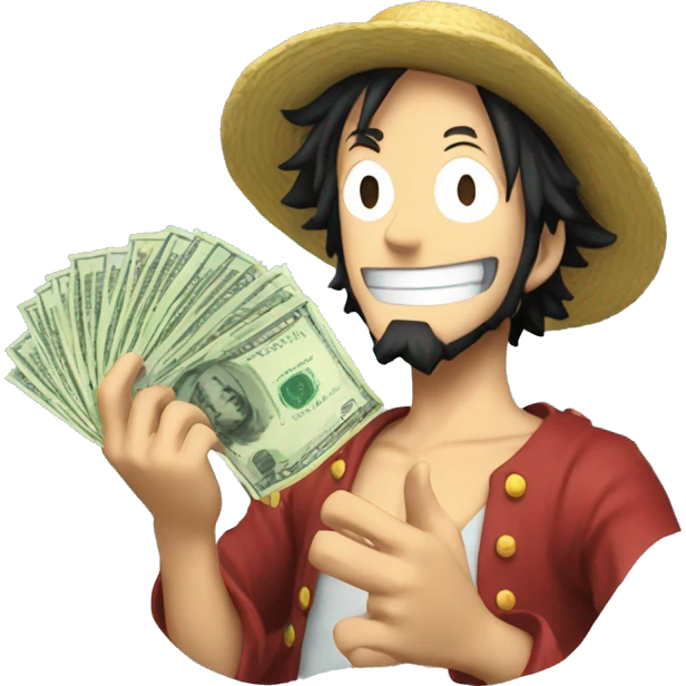 One Piece Ruffy with money in his hand emoji