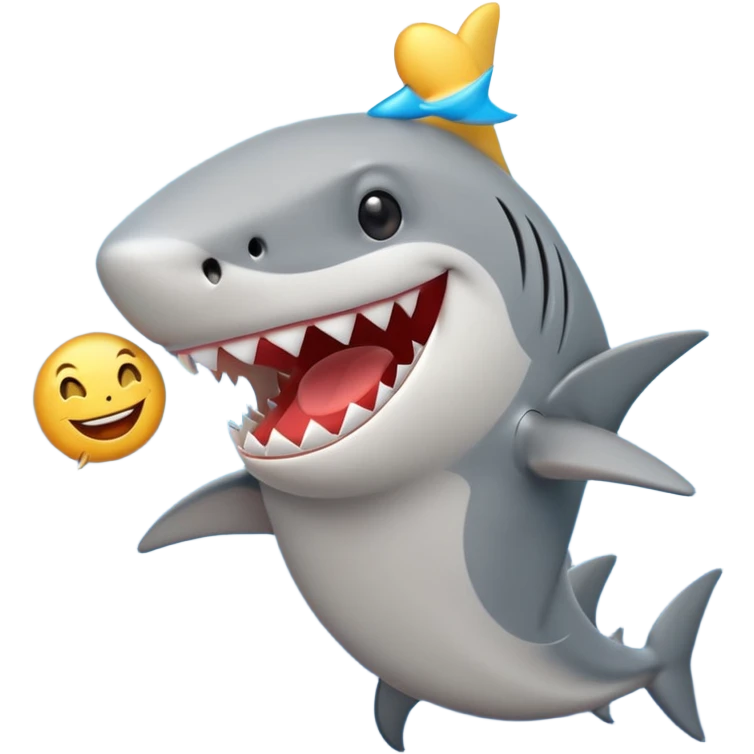 cartoonish shark, singing, emoji style emoji