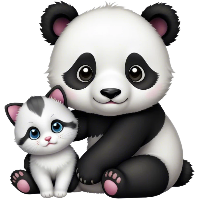 Panda bear and baby kitten emoji