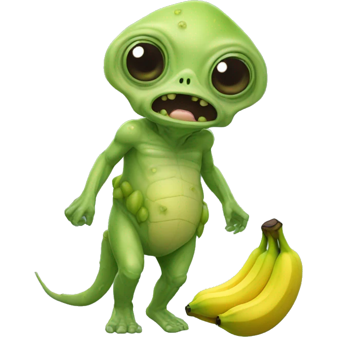 Alien mange des bananes emoji