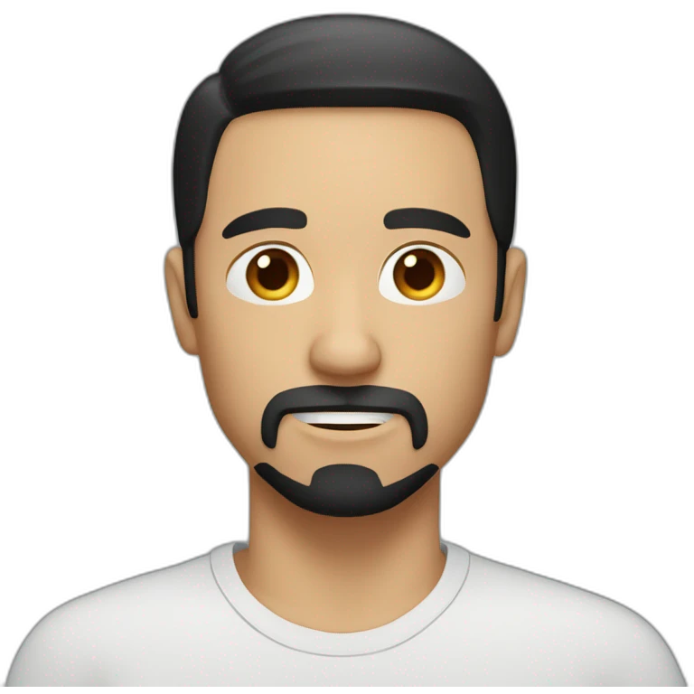 white man with short black hair and a not connected goatee emoji