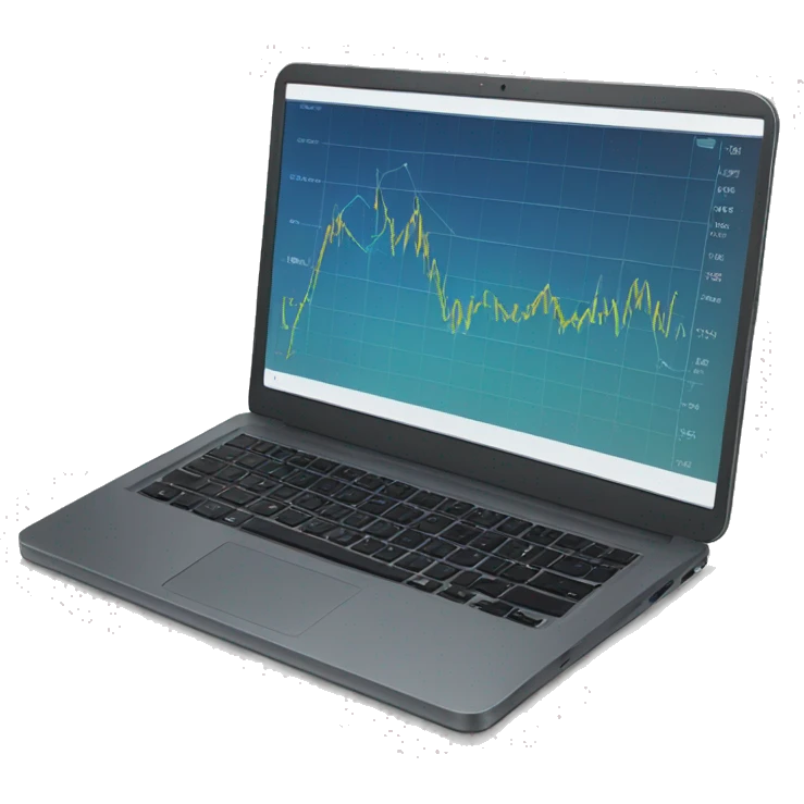 laptop with analytics on screen emoji