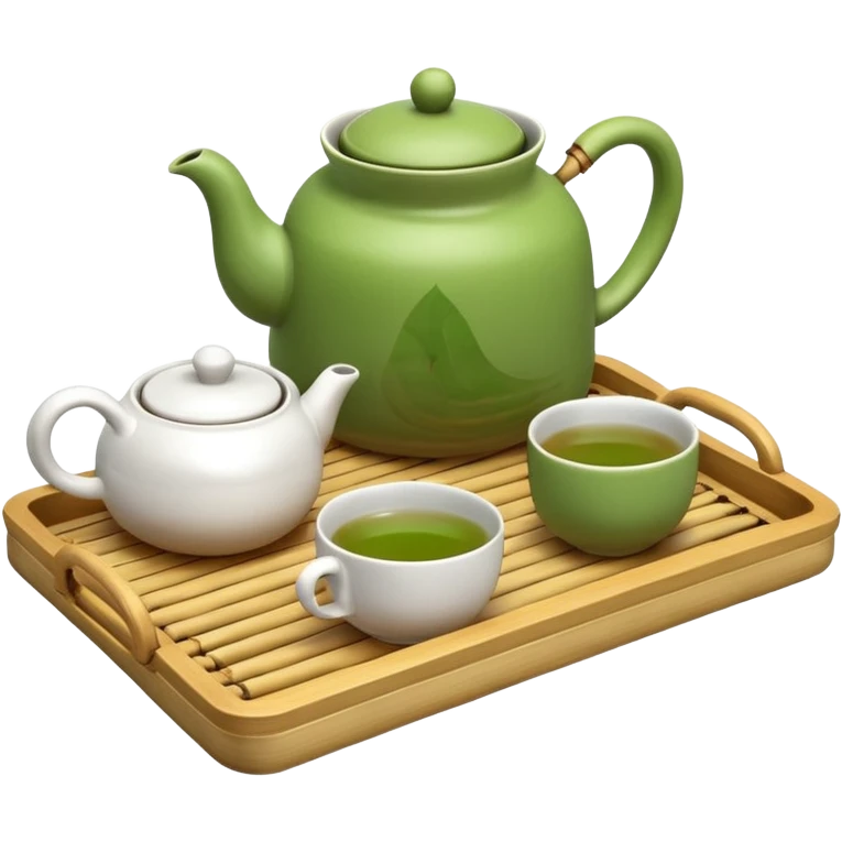 japan bamboo tray with a teapot and cup emoji