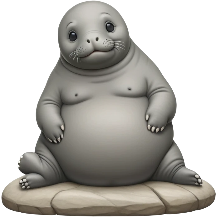 Homunculus Loxodontus, a blob-like gray creature with an elephant seal face, no distinct limbs, small hands folded on what looks like a lap, patient waiting posture emoji