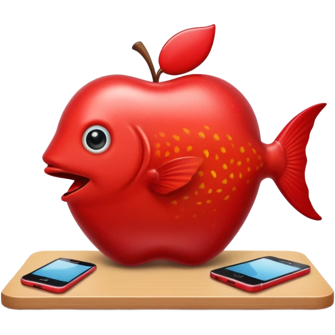 emoji stile apple di un pesce su un banco scolastico che gioca con il telefono perché si sta annoiando  emoji