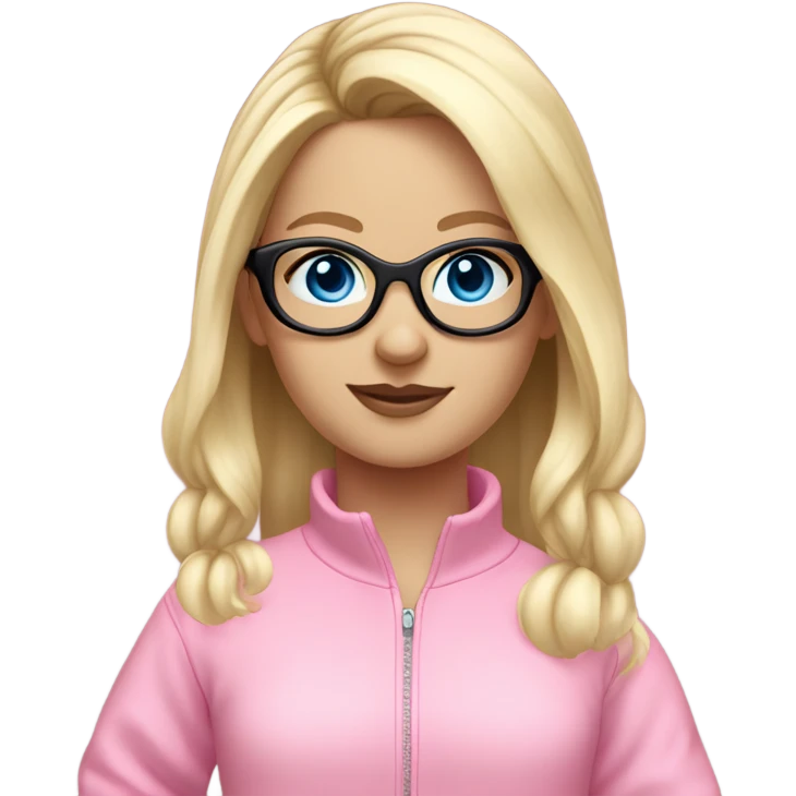 dancing-fair-haired-white-girl-pink-oversize-tracksuit-black-glasses-blue-eyes emoji