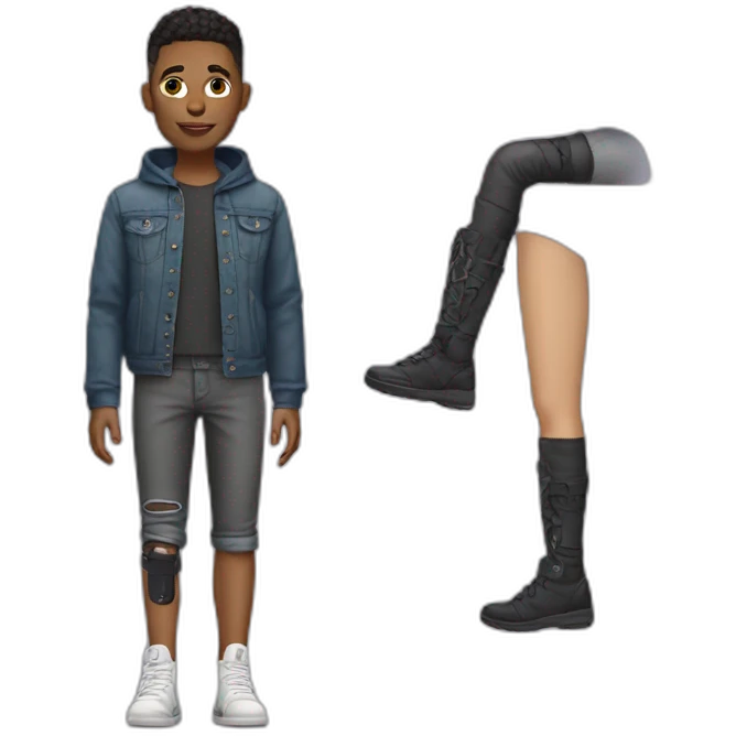 Person with prosthetic leg and trendy clothes  emoji