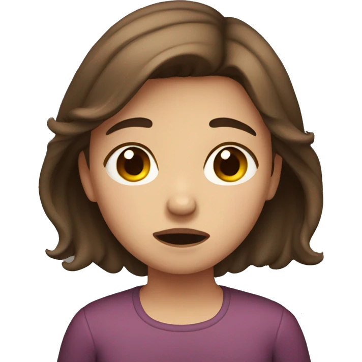 Girl with brown hair crying  emoji