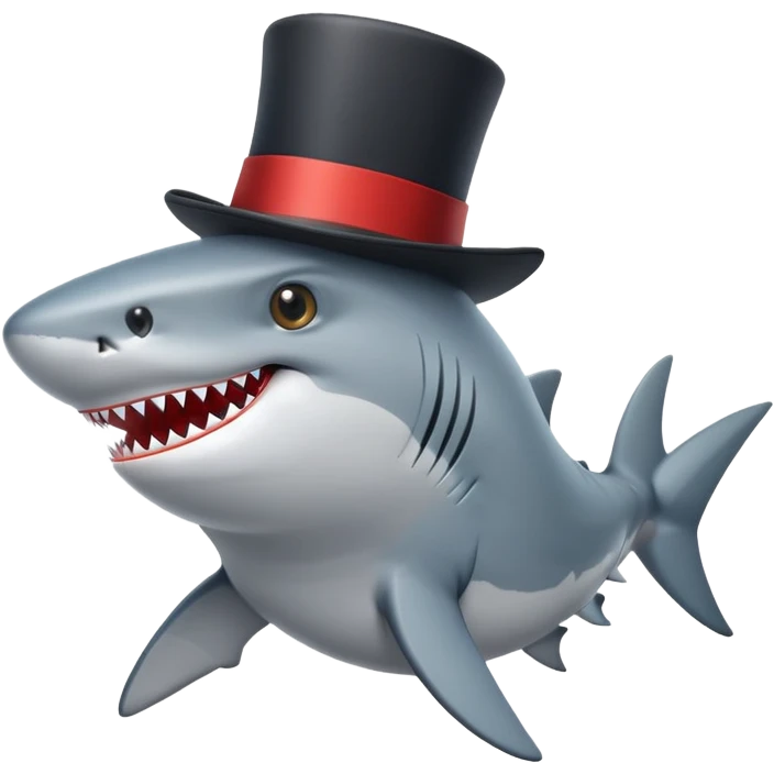 Shark with a top hat emoji