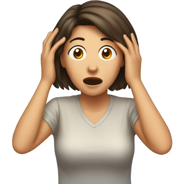 Woman shocked hand on his head emoji