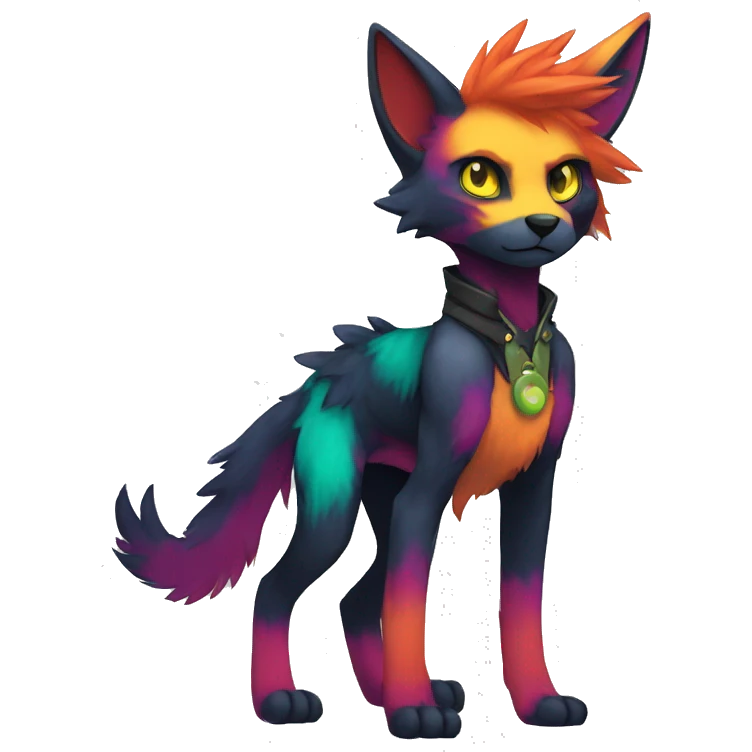 Edgy colorful anthro fursona Fakemon emoji