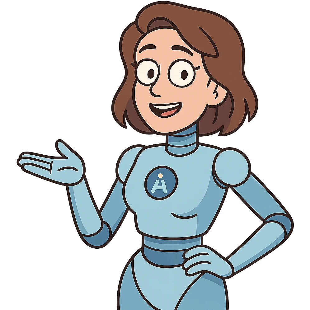 flat toon style AI agent with human-like female face, modern and approachable emoji