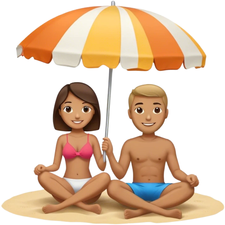 Couple sitting under beach umbrella emoji