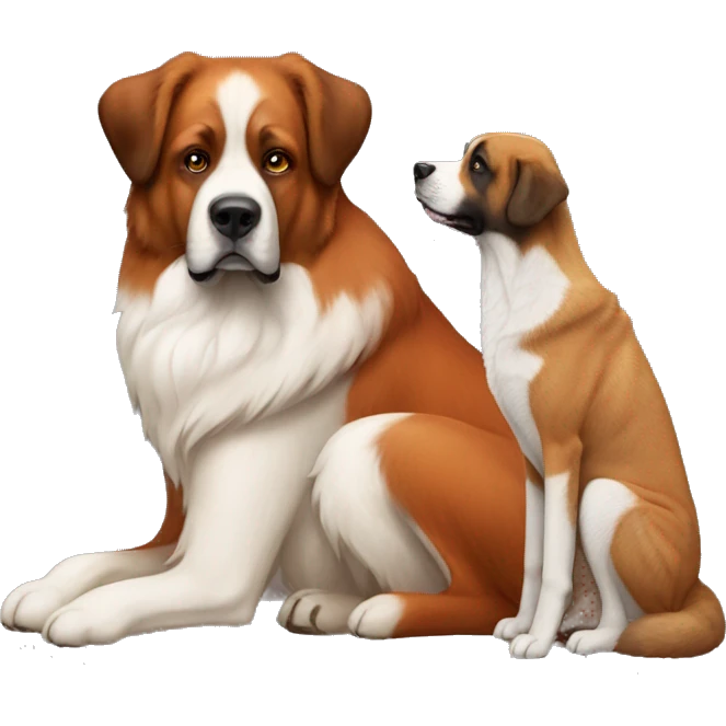 A fox sitting with a saint bernard dog emoji