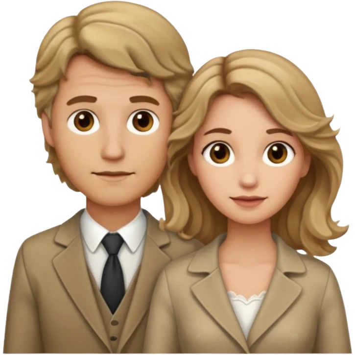 Married couple male dirty blonde hair and female brown wavy hair emoji