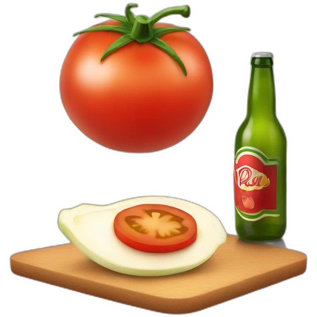 Une tomate qui boit une bière emoji