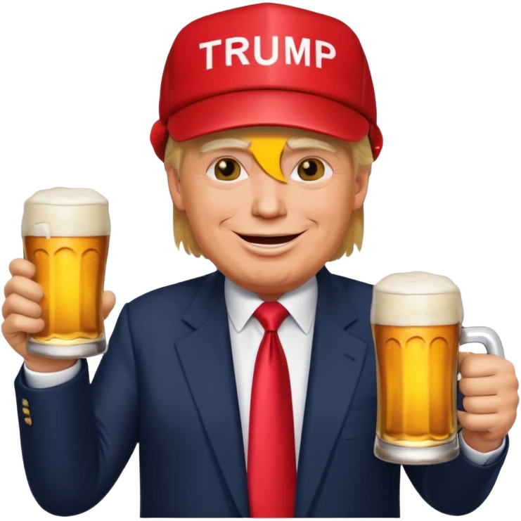 Donald Trump holding a beer, emoji style emoji