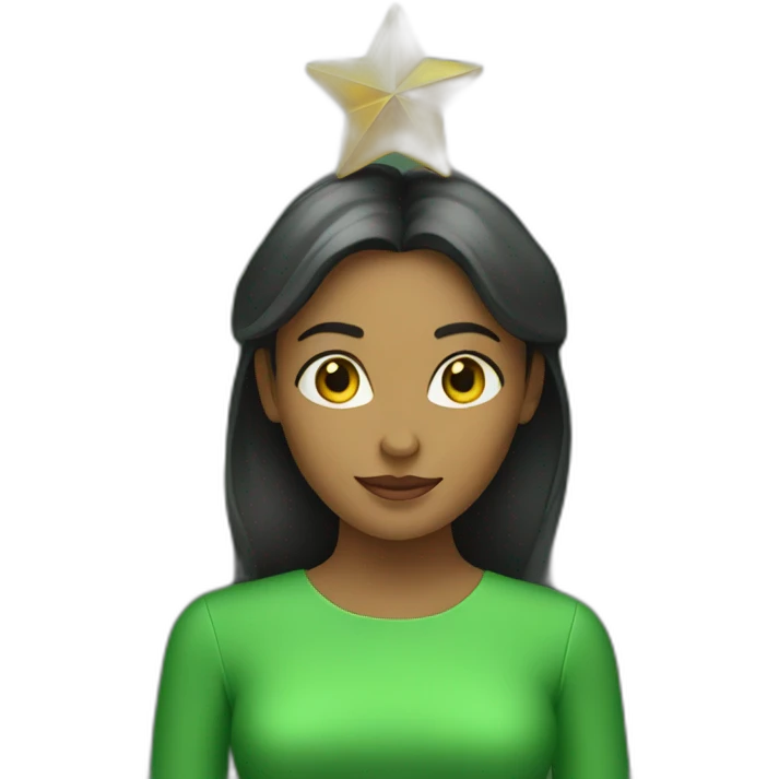Green women holding three gold stars above head emoji