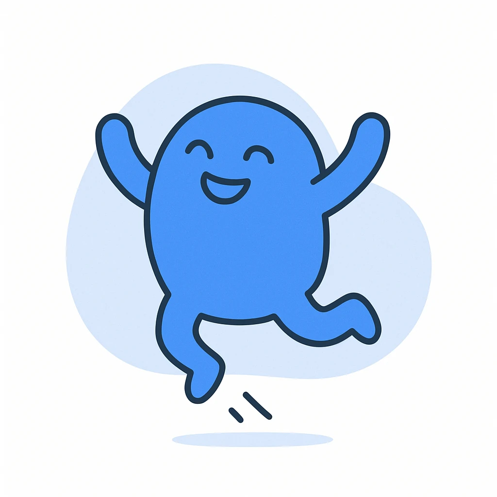 a blue blob jumping with joy emoji