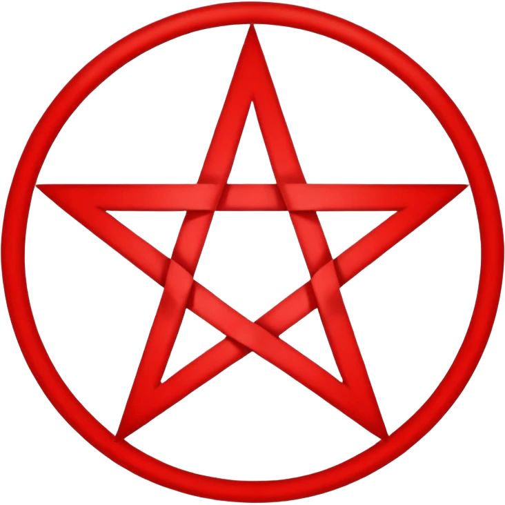 Inverted (point facing down), encircled pentagram, red. One circle, no additional colors. POINT FACING DOWN, not up. emoji