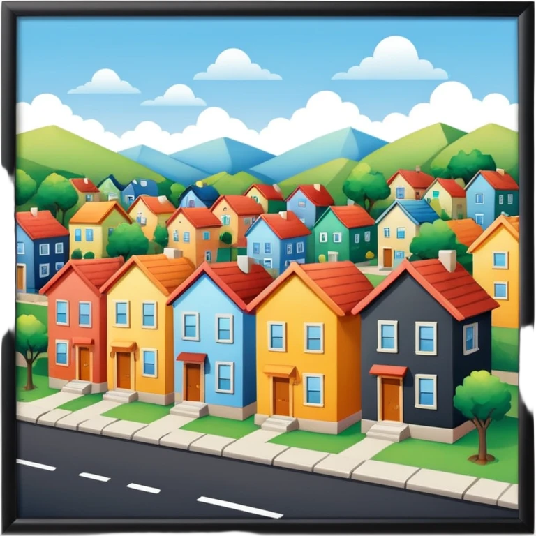 group of 3 houses representing neighborhood emoji