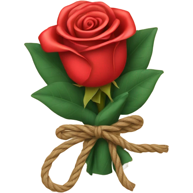 Red rose bouquet with paper around and rope bow emoji