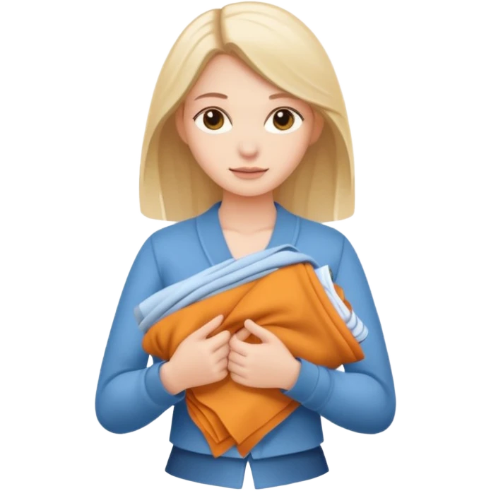 White girl folding clothes emoji