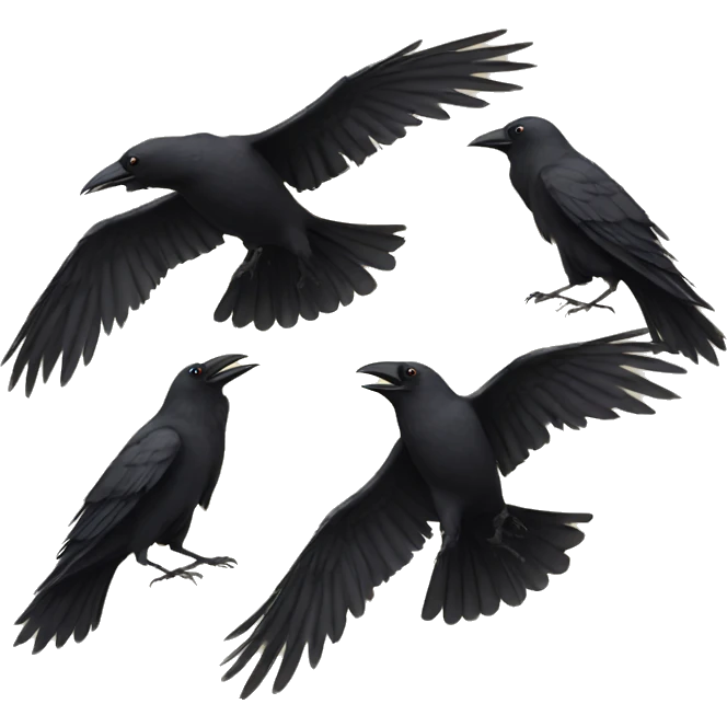 Five crows dancing  emoji