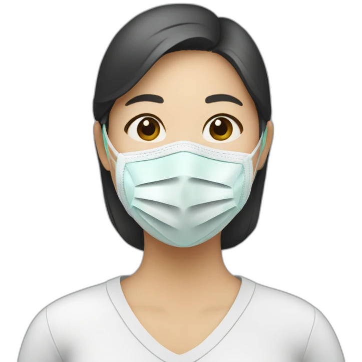 Asian woman wearing N95 Respirator emoji