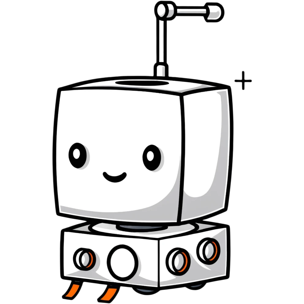 Cube-shaped reconnaissance robot with a rotating sensor on top emoji