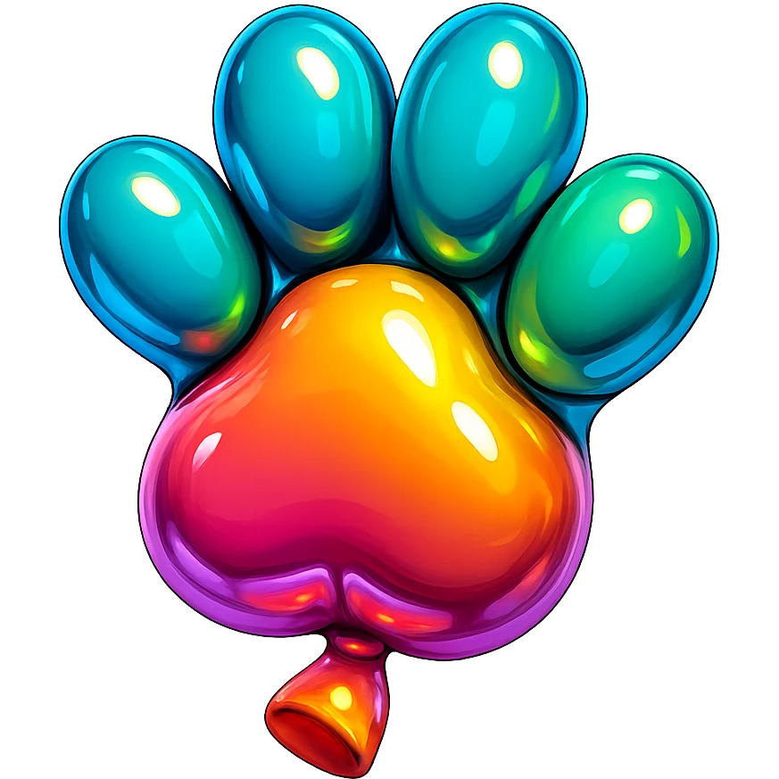 cat paw, balloon style, shiny and inflated look emoji