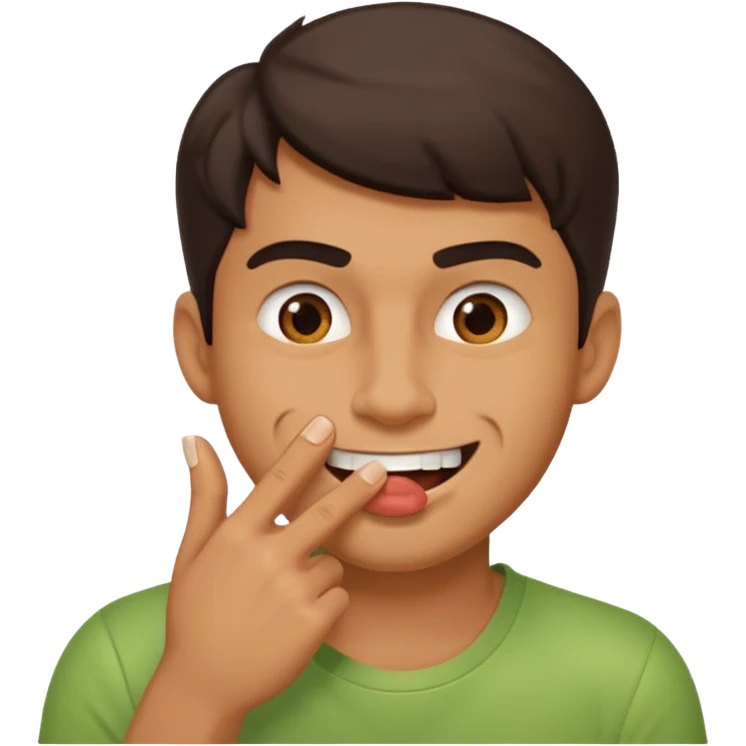 zesty guy biting nail while smirking emoji