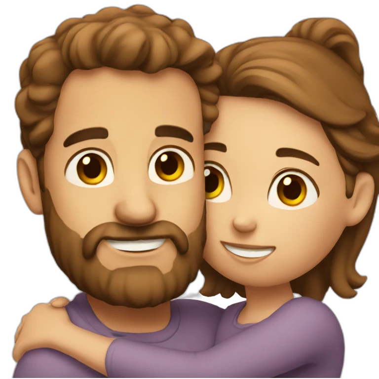 man with brown beard hugging girl with brown hair emoji