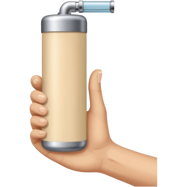 beige skin colored hand holding a cylindrical tube, no sleeves, no clothes emoji