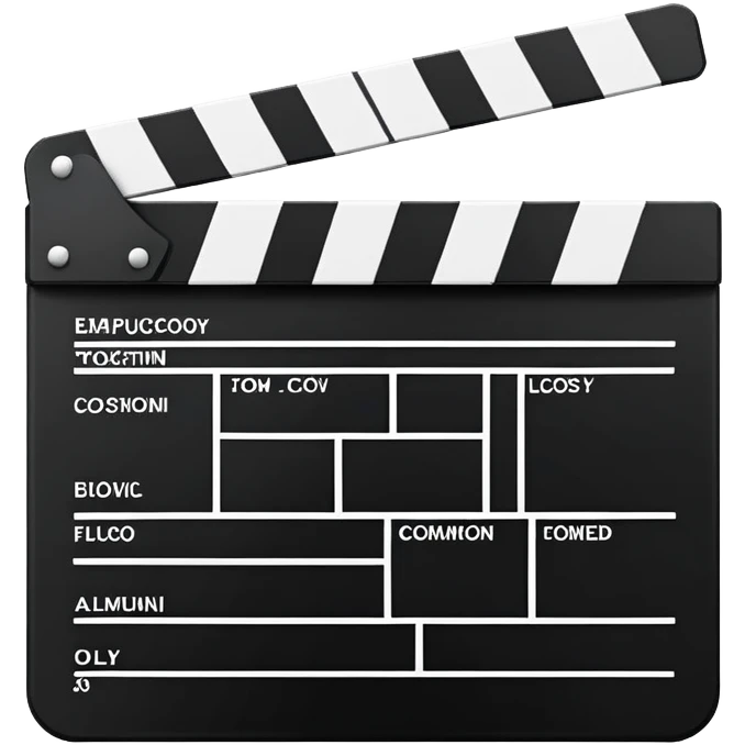 simplified film clapperboard, basic geometric shapes only, essential features emoji