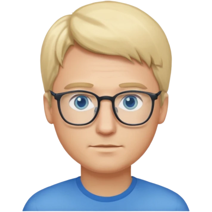 man with straight blonde hair, blue eyes, and glasses emoji emoji