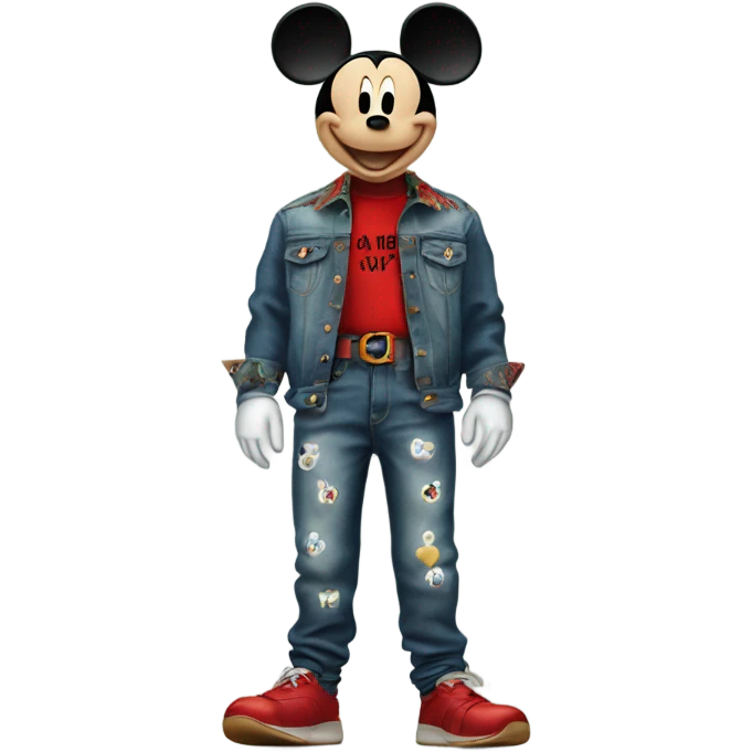 mickey mouse with gucci belt and PSD underwear sagging baggy jeans emoji