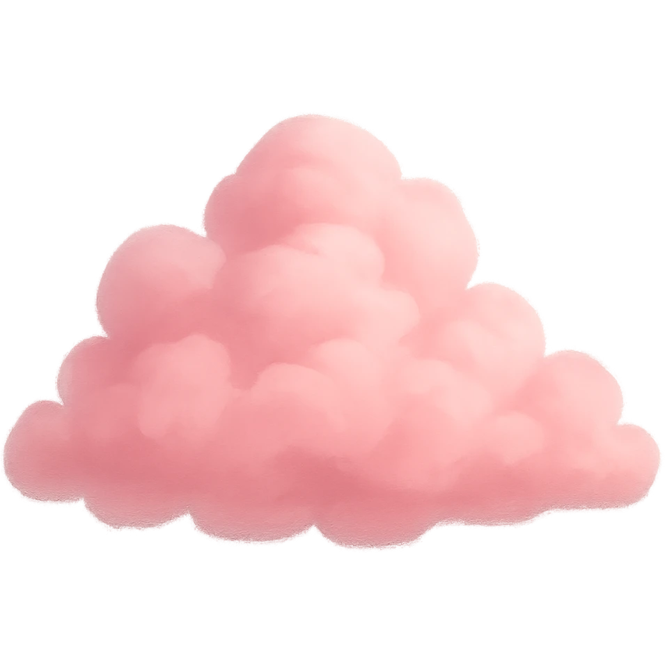 pink cloud, digital illustration emoji
